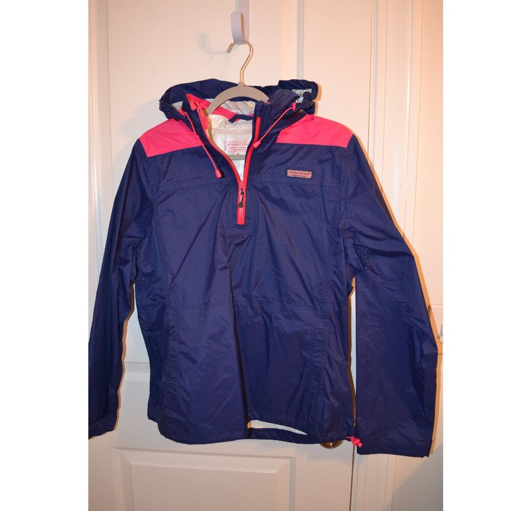 Vineyard Vines Navy and Pink Raincoat. 3/4 Zip